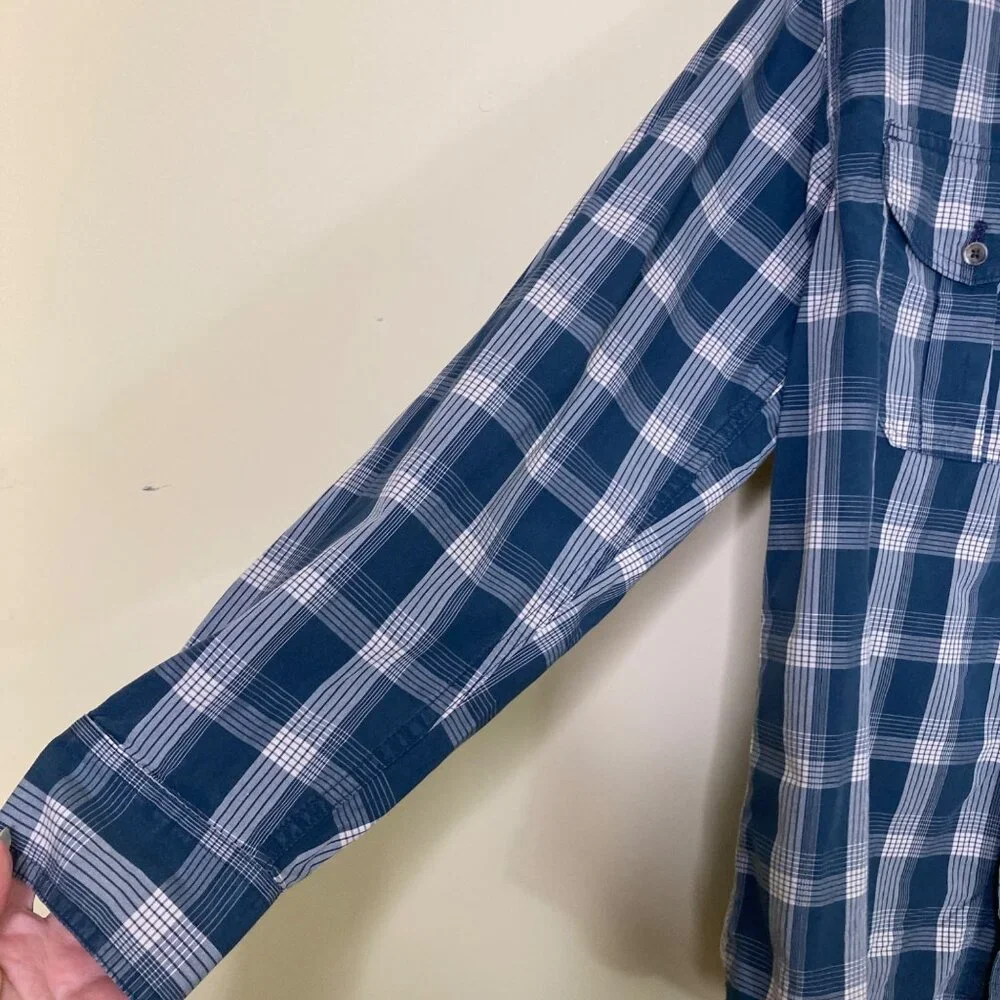 Filson Mens Small Blue Plaid Button-Up Long-Sleeve Shirt - Picture 5 of 10